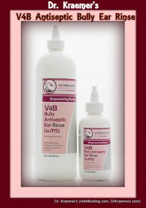 Bulldog Otitis Externa can be prevented by using Dr. Kraemer’s V4B Bulldog Antiseptic Ear Rinse