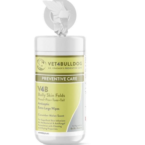 V4B Skin Fold Antiseptic Wipes for Bulldogs and French Bulldogs