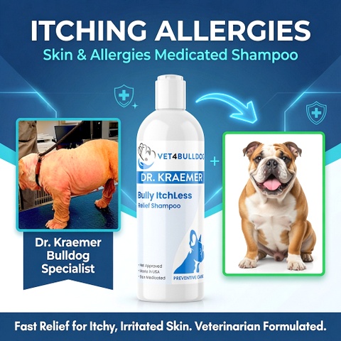 Medicated itch and allergy Shampoo for bulldogs