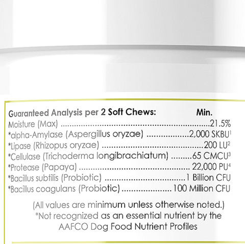 bulldog and Fr. Bulldog Probiotics and Enzymes supplement ingredients