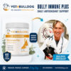 Dr. Kraemer, bulldog specialist, with V4B Bully Immune Support Plus Chews