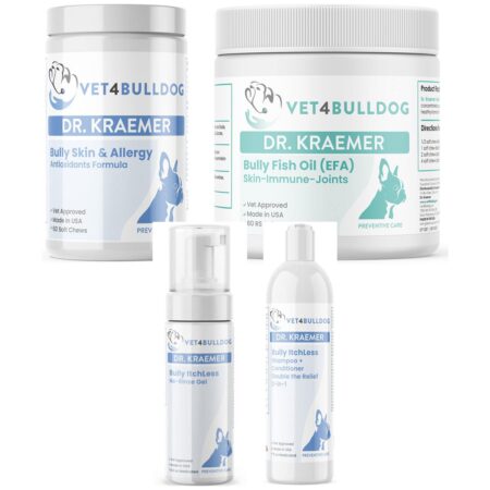 ItchLess Bully ULTIMATE Bundle with current 2026 Vet4Bulldog product labels