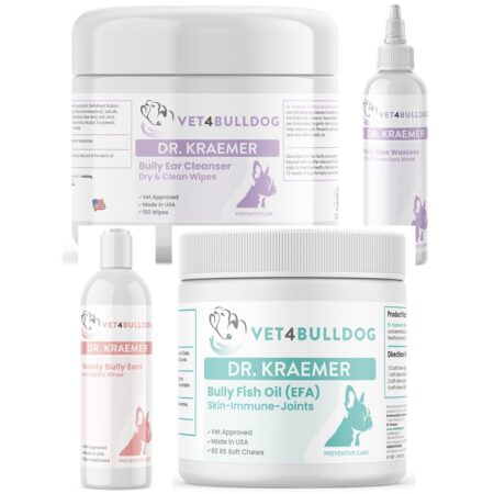 Bully Ears ULTIMATE Care Bundle with current 2026 Vet4Bulldog product labels