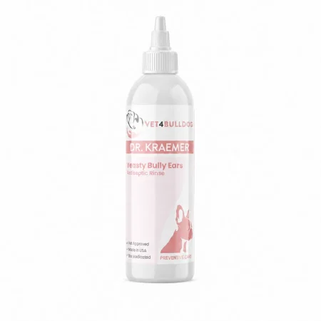 Yeasty Bully Ears Antiseptic Rinse with clean white ear applicator cap