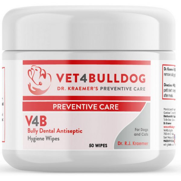 V4B Antiseptic Dental Wipe for Bulldogs and French Bulldogs