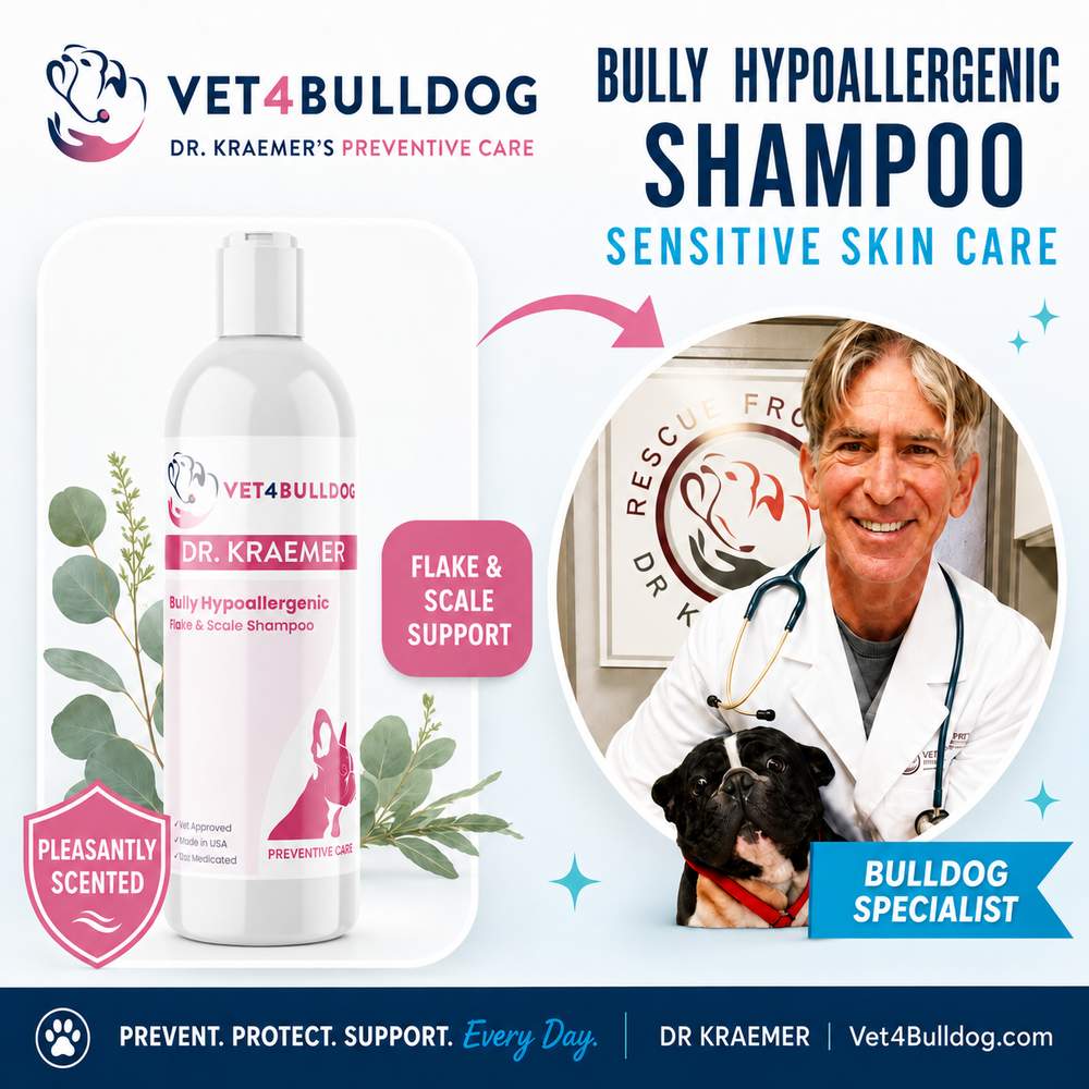 Dr. Kraemer’s Bully Hypoallergenic Shampoo — pleasantly scented, sensitive skin care