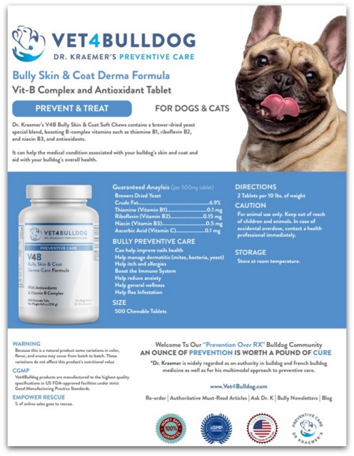 Bulldog and French bulldog skin and coat preventive treatment