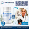 Dr. Kraemer, bulldog specialist, with V4B Bully Skin & Allergy Chews
