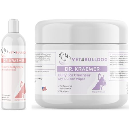 Yeasty Bully Ears Antiseptic Basic Care Bundle with current 2026 Vet4Bulldog product labels