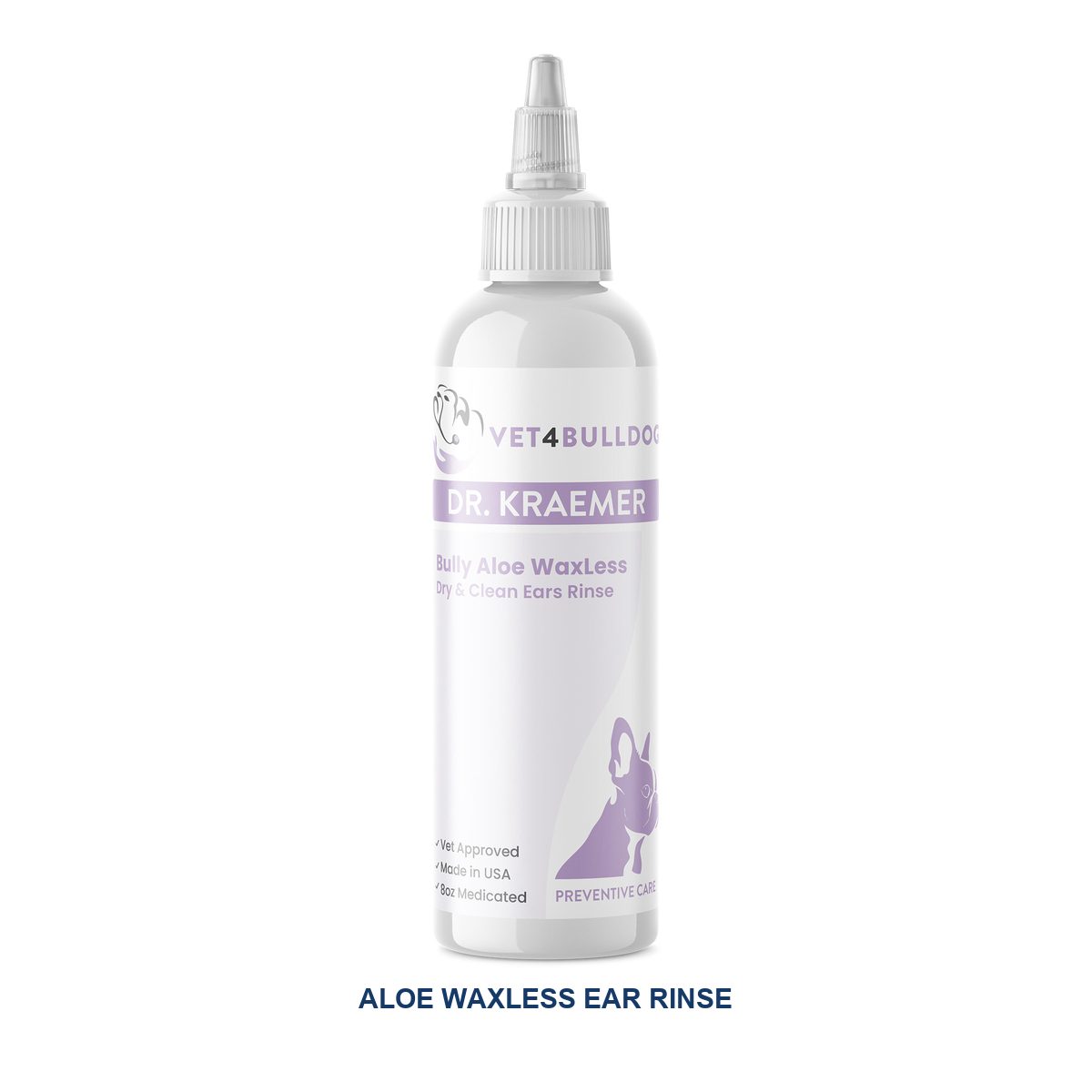 Current label for Vet4Bulldog Bully Aloe WaxLess Ear Rinse