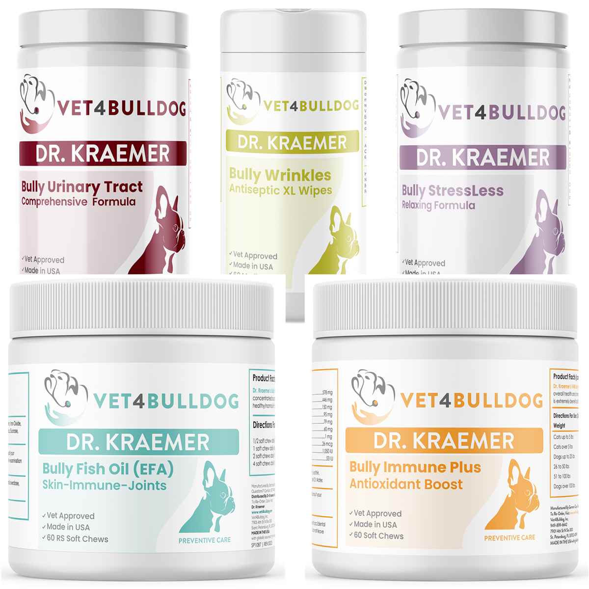 Bully Urinary Incontinent DribbleLess Ultimate Bundle with current 2026 Vet4Bulldog product labels