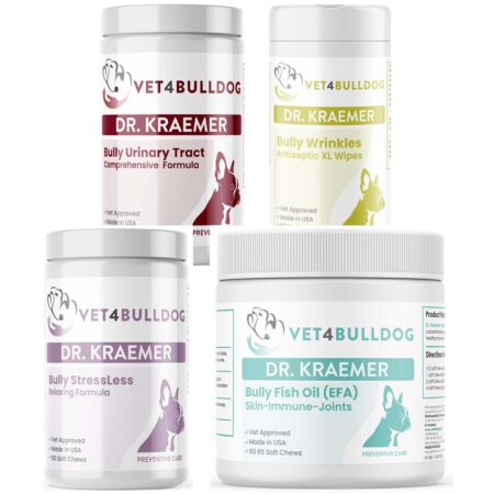 Bully Urinary Incontinent DribbleLess Essential Bundle with current 2026 Vet4Bulldog product labels