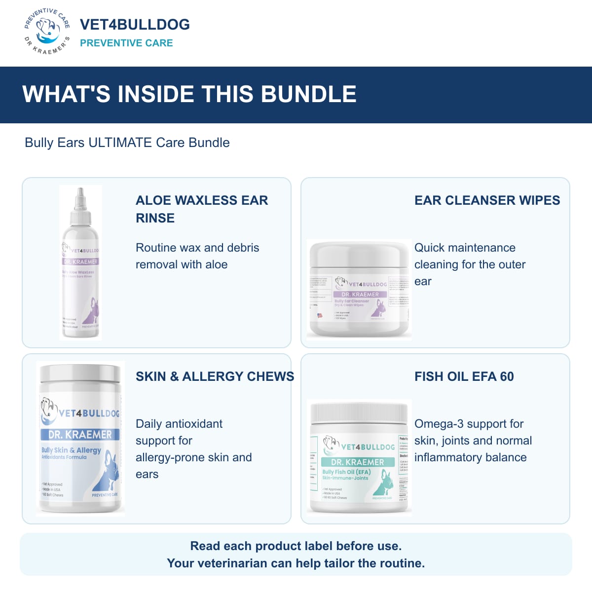 Bully Ears ULTIMATE Care Bundle: products included and their daily care roles