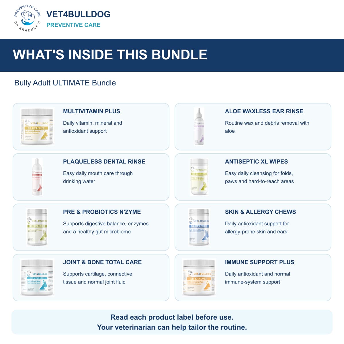 Bully Adult ULTIMATE Bundle what is inside, with original 2026 Vet4Bulldog product photographs