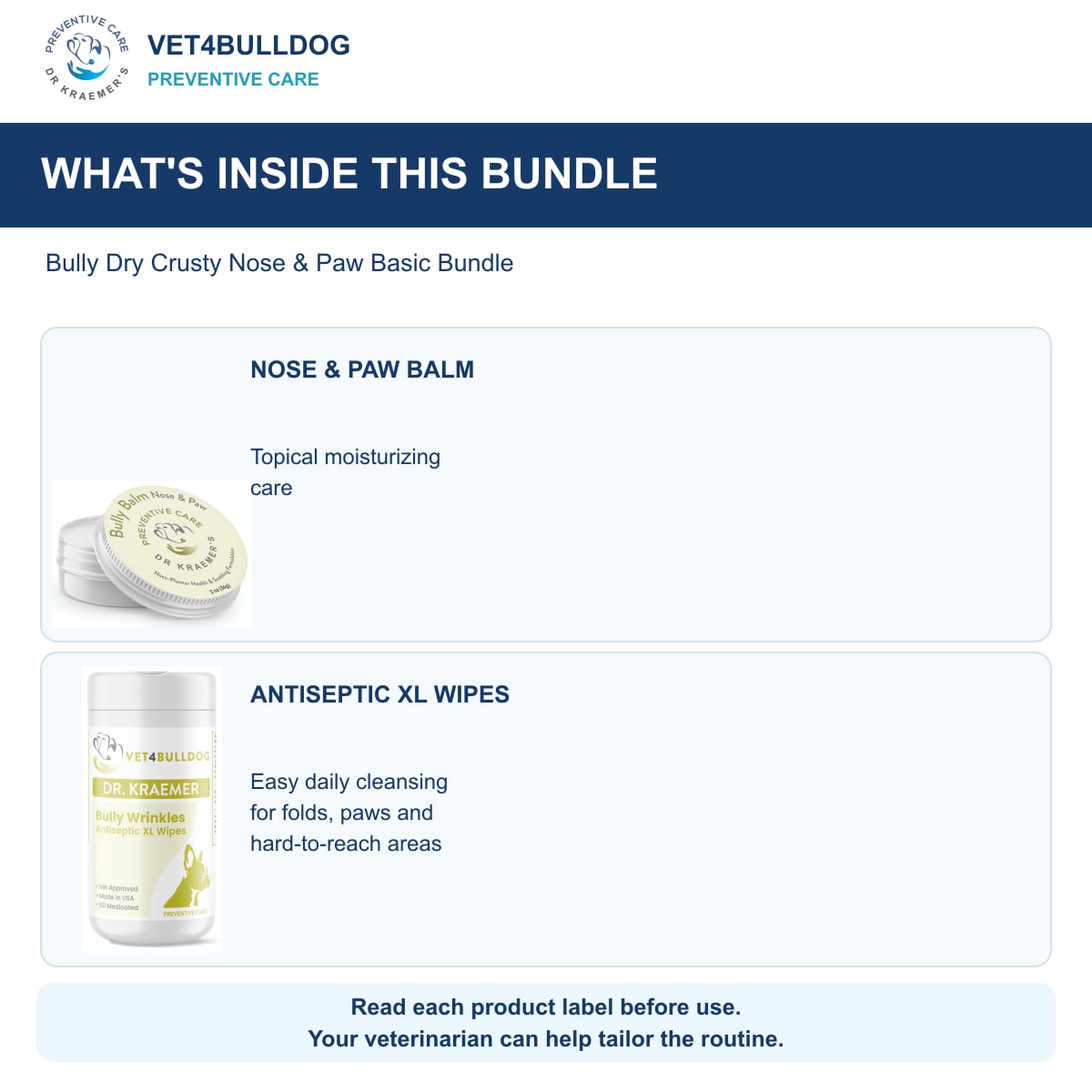 Bully Dry Crusty Nose & Paw Basic Bundle: products included and their daily care roles