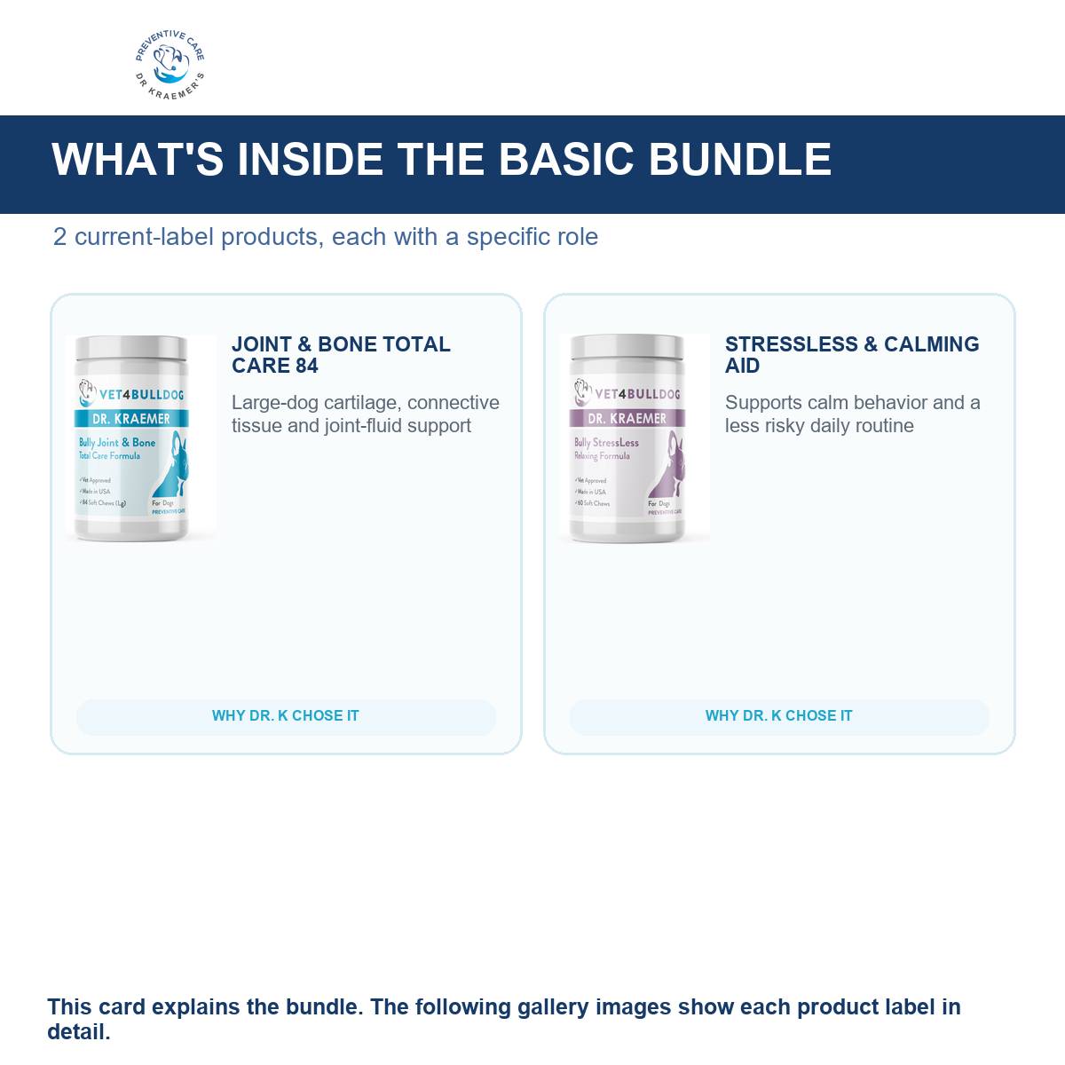 Everything included in the Bully Disc, Back and Nerves Basic Bundle for bulldogs 60lb and over