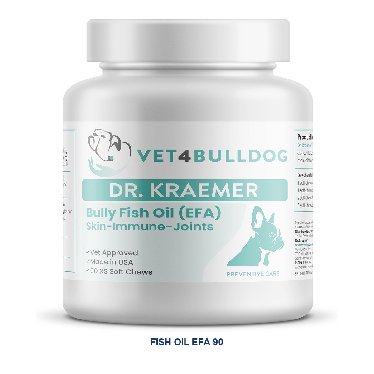 Vet4Bulldog Bully Fish Oil EFA DS jar, 90 soft chews