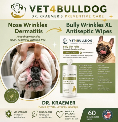Bulldog Nose folds and wrinkles antiseptic wipes
