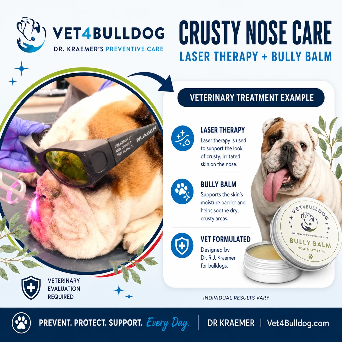 Dr. Kraemer’s clinical crusty-nose laser treatment example and Bully Balm