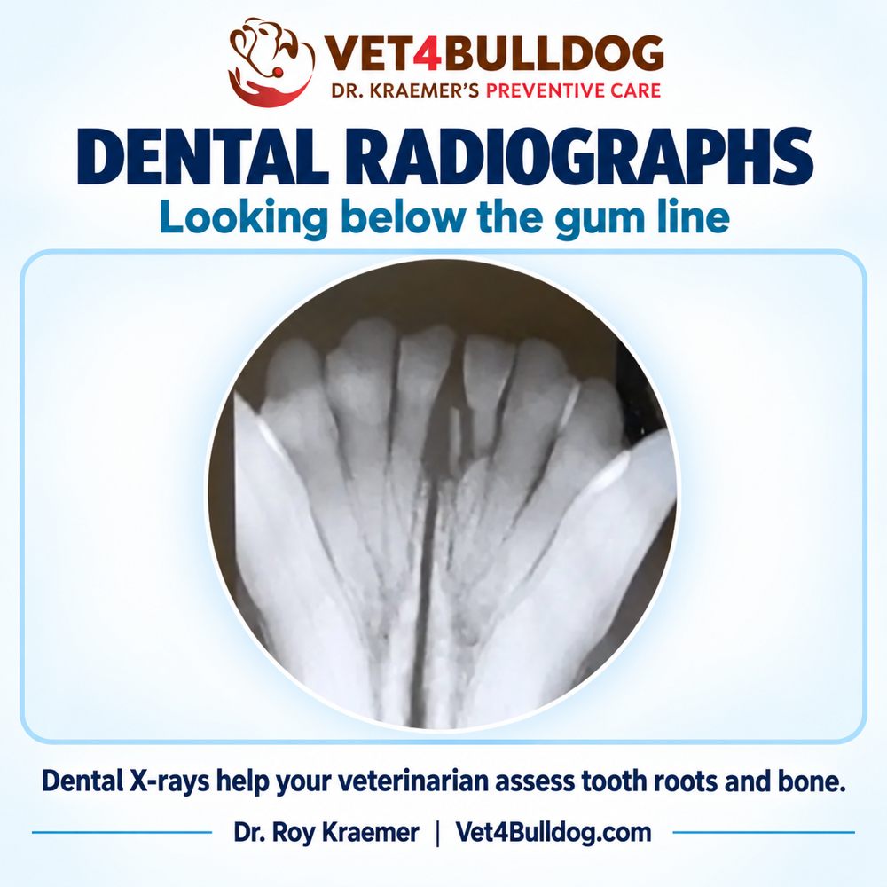 Dr. Kraemer’s original Bulldog dental radiograph showing tooth roots and surrounding bone