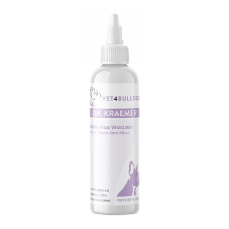 Bully WaxLess Aloe Vera Ear Rinse — close-up product photo on white background.