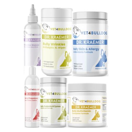 Dr. Kraemer’s Bully Adult Essential Bundle, current Vet4Bulldog products in a closeup bundle packshot