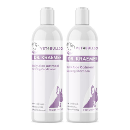 Bully Aloe Oatmeal Shampoo and Conditioner Bundle with Bully Aloe-Oatmeal Soothing Cream-Rinse Conditioner, Bully Aloe-Oatmeal Soothing Shampoo on a white background.