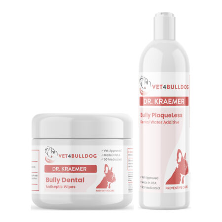 Dr. Kraemer's bully dental health essential bundle, product containers together on a white background.