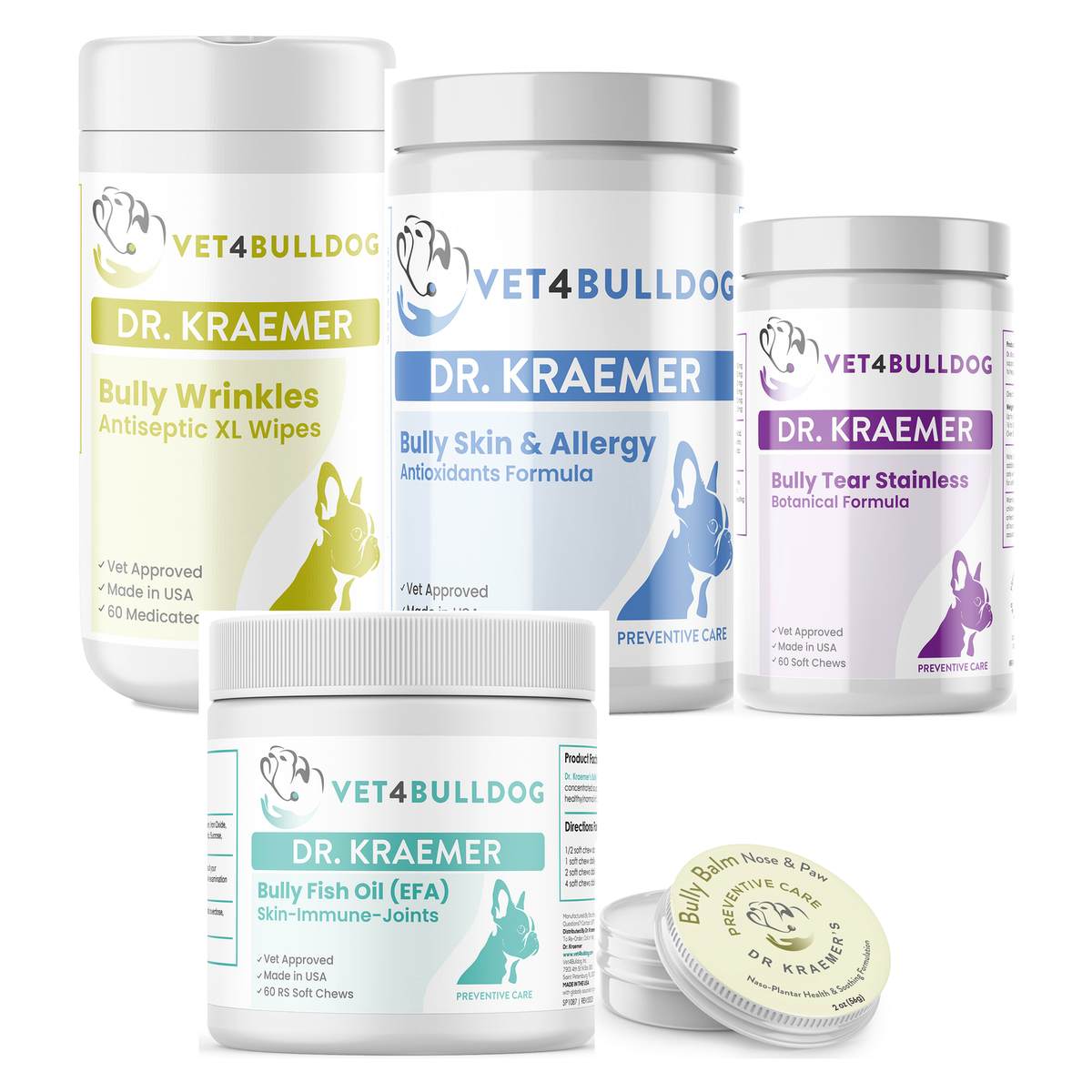 Bully Dry Crusty Nose & Paw ULTIMATE Bundle with current labels and proportional product sizes