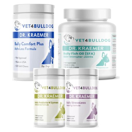 Dr. Kraemer’s Bully Elongated Soft Palate ULTIMATE Bundle, current Vet4Bulldog products in a closeup bundle packshot