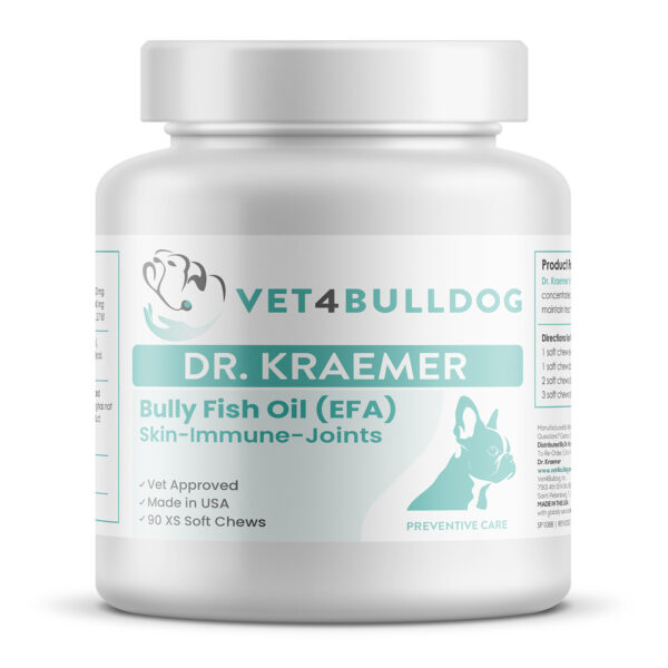 Bully Fish Oil EFA DS (Sm-Med-Lg / 90 DS-chews), close-up product photo on white background.