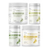Bully Gastrointestinal Health Ultimate Bundle with Bully Pre / Probiotics N' Zyme KEEP-UP, Gastro Gentle Move & Anal Gland Health, Bully Perfect Poop Formula (Vegan Hypoallergenic), Bully Multivitamin Plus Optimized Formula on a white background.