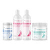 Bully Hypoallergenic Skincare ULTIMATE Bundle with Bully Skin and Ears Allergy Chews, Hypoallergenic Medicated Shampoo, V4B Bully Cream-Rinse Hypoallergenic Conditioner, Bully Fish Oil EFA (Sm-Med | 60 Chews) on a white background.