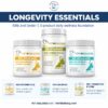 Longevity Essentials 59lb and under bundle contents with multivitamin, fish oil 60 and probiotics.