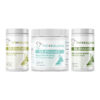 Bully Prebiotic & Probiotics; Essential Bundle with Bully Pre / Probiotics N' Zyme KEEP-UP, Bully Fish Oil EFA (Sm-Med | 60 Chews), Gastro Gentle Move & Anal Gland Health on a white background.