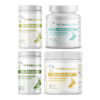 Bully Prebiotic & Probiotics Ultimate Bundle with Bully Pre / Probiotics N' Zyme KEEP-UP, Bully Fish Oil EFA DS (Sm-Med-Lg / 90 DS-chews), Gastro Gentle Move & Anal Gland Health, Bully Multivitamin Plus Optimized Formula on a white background.
