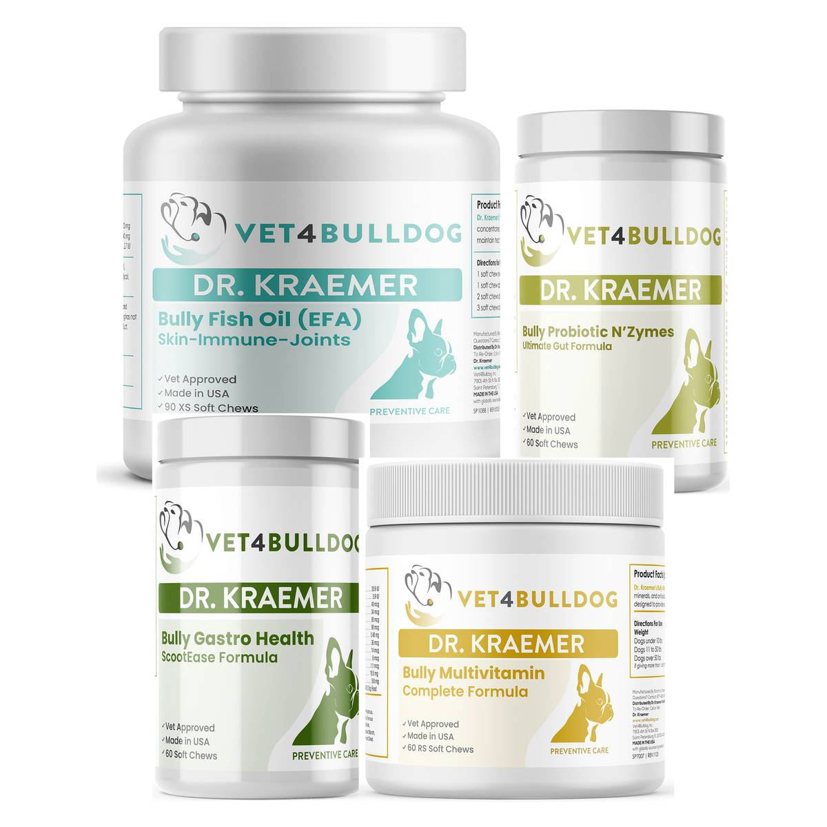 Bully Prebiotic & Probiotics Ultimate Bundle with current labels and proportional product sizes