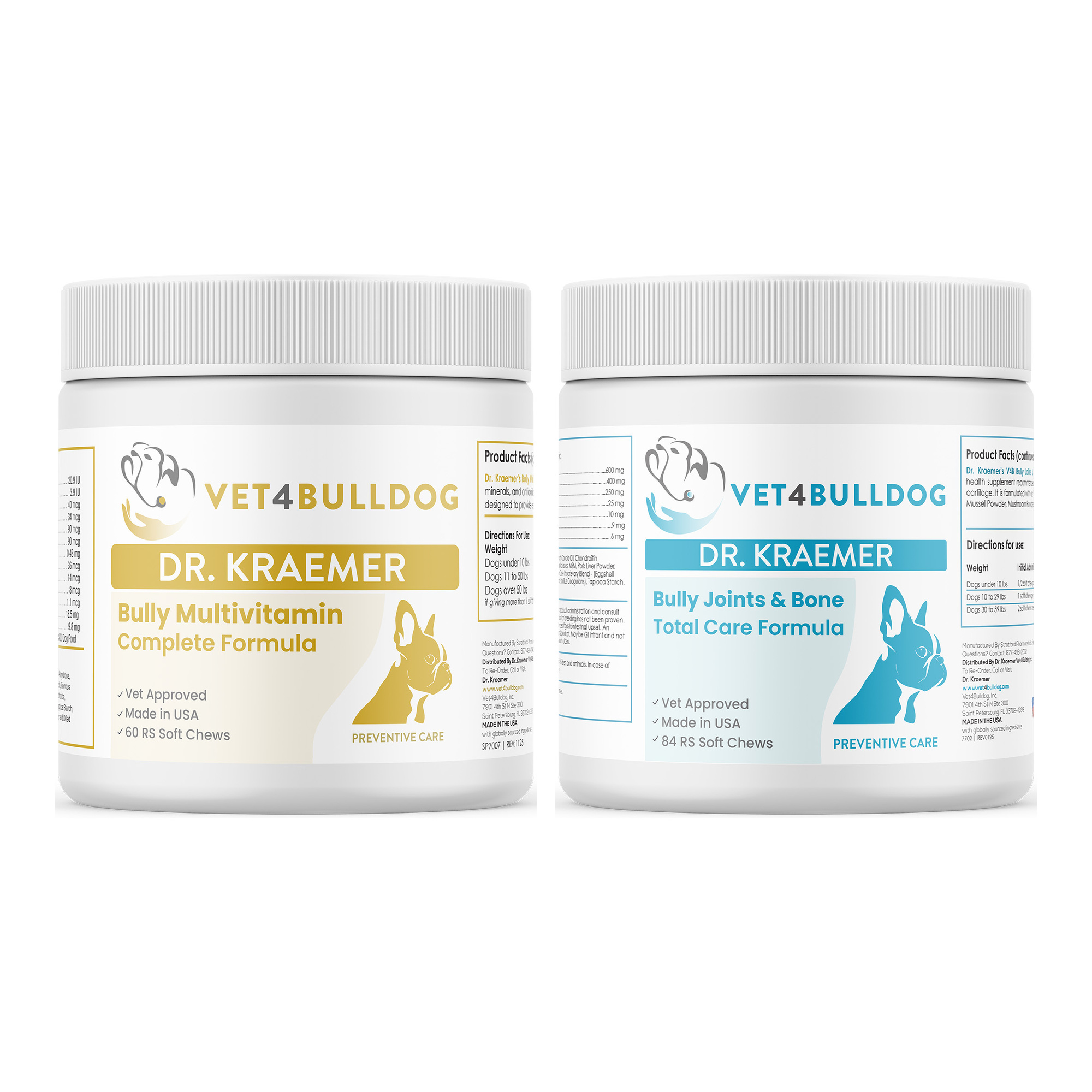 Bully Puppy Basic-Care Bundle with Bully Multivitamin Plus Optimized Formula, Joint & Bone Total Care (59lb & Under / 84 Chews) on a white background.