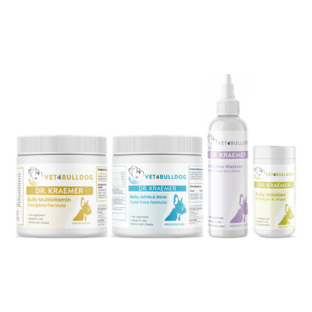 Dr. Kraemer's bully puppy essential bundle, product containers together on a white background.