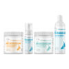 Bully Skin Infection Pyoderma Essential with Bulldog Immune Support Plus Chews, Yeasty Bully Antiseptic No-Rinse Medicated Gel, Bully Fish Oil EFA (Sm-Med | 60 Chews), Yeasty Bully Antiseptic Shampoo on a white background.