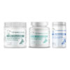 Bully Sleep Apnea Essential Bundle with Bully HEMP Relax & Calm, Bully Fish Oil EFA DS (Sm-Med-Lg / 90 DS-chews), Bully Skin and Ears Allergy Chews on a white background.
