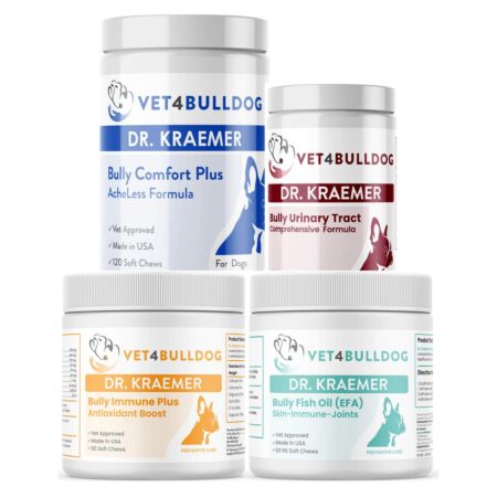 Dr. Kraemer’s Bully Urinary Tract Health ULTIMATE Bundle, current Vet4Bulldog products in a closeup bundle packshot