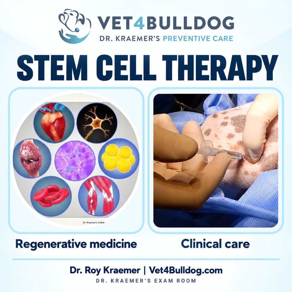 Dr. Kraemer’s stem-cell therapy graphic with clinical procedure and regenerative medicine illustration