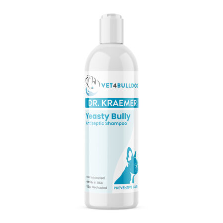 Yeasty Bully Antiseptic Shampoo — close-up product photo on white background.
