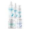 Yeasty Bulldog VITAL-CARE Bundle with Yeasty Bully Antiseptic No-Rinse Medicated Gel, Yeasty Bully Antiseptic Shampoo, Bully Fish Oil EFA DS (Sm-Med-Lg / 90 DS-chews), Yeasty Bully Antiseptic Hot Spot Spray, Bully Skin and Ears Allergy Chews on a white background.